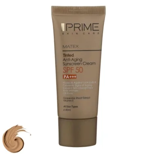 کرم ضدآفتاب رنگی پرایم  SPF50 مدل Matex Tinted Rejuvinating مناسب انواع پوست، حجم 40 میلی‌لیتر
